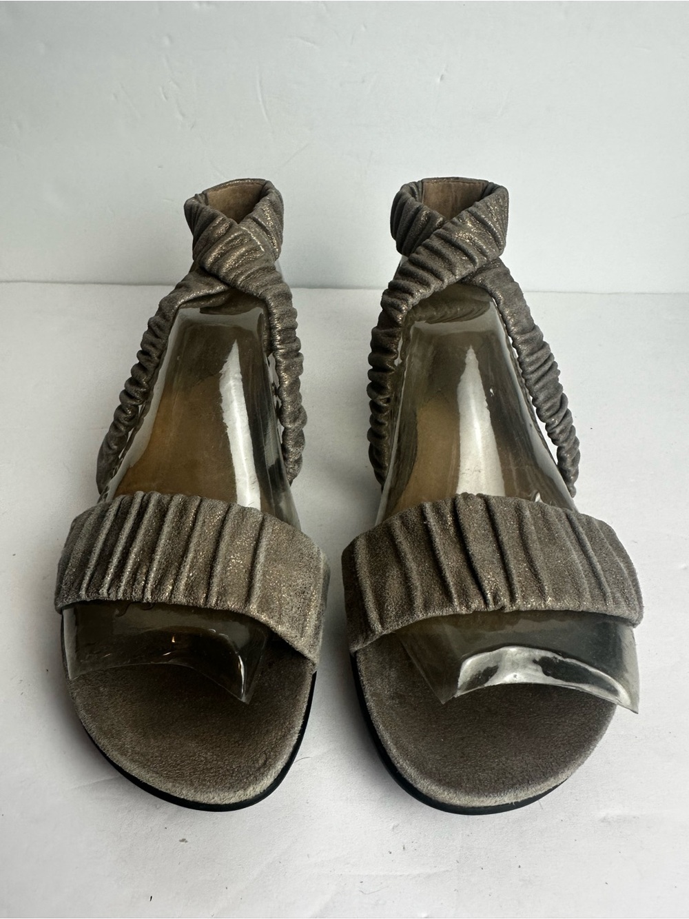 Eileen Fisher Sandals Women's Size 8 Elastic Strap Adjustable Pewter Summer - Picture 5 of 8
